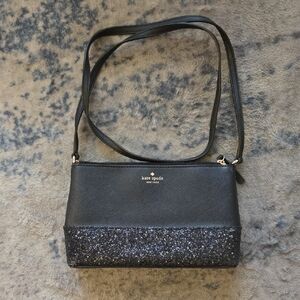 kate spade black crossbody with glitter panel